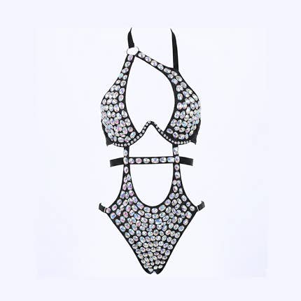 Light A Spark Rhinestone Embellished Teddy One Piece Bodysuit