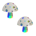 Alice Down The Rabbit Holographic White Glitter Shroom Nipple Cover Pasties