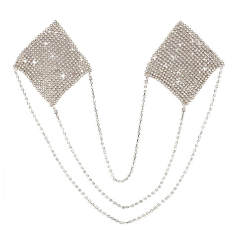 Chain Reaction Silver Metal Mesh Jewel Reusable Nipple Cover Pasties