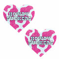 Howdy Fuckers Pink Glitter Moo Heart Nipple Cover Pasties