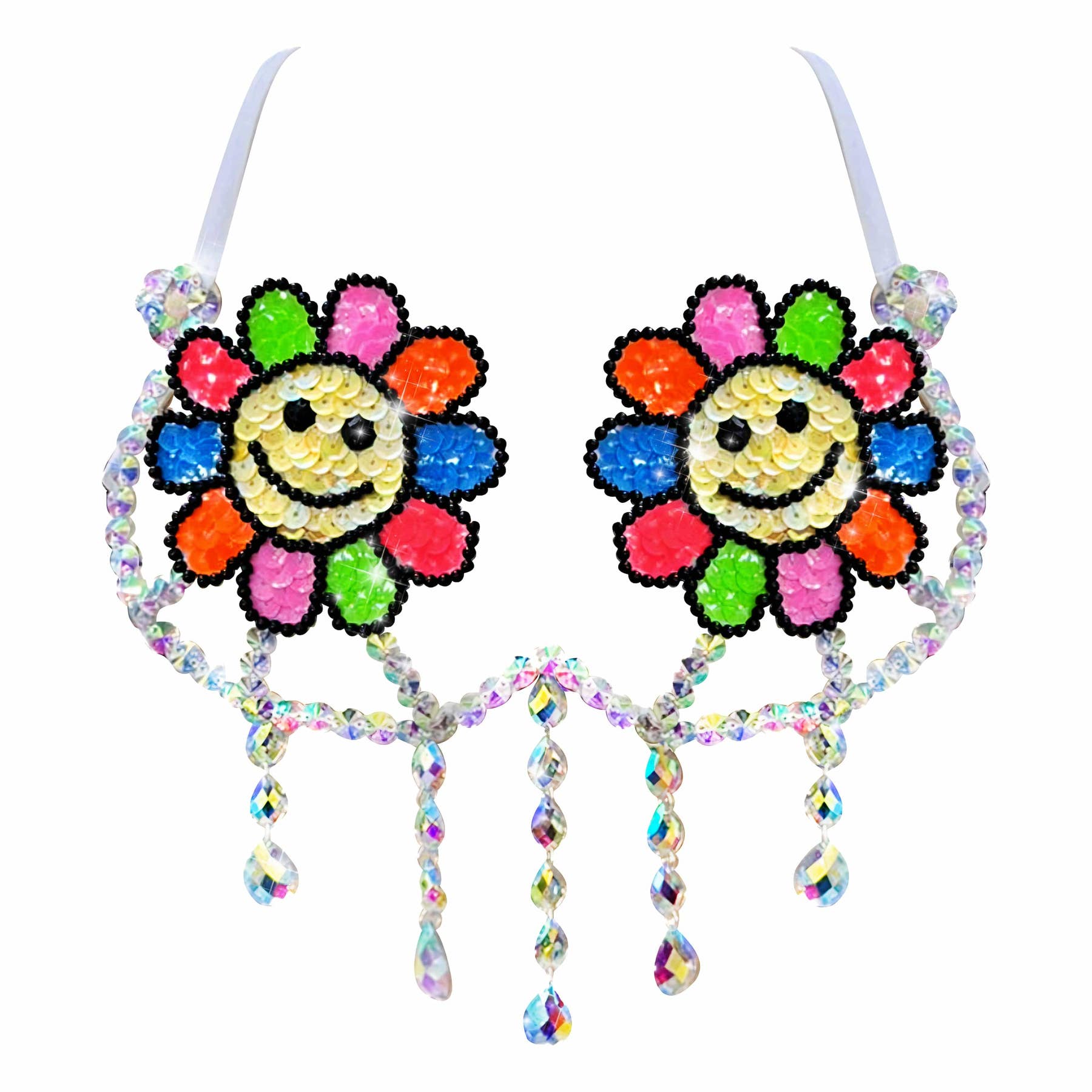 Daisy Delights Smiley Blacklight Crystal Carnival Bra