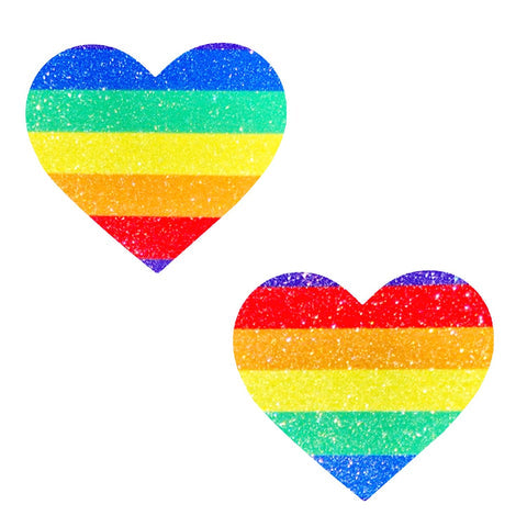 Pride Rainbow Glitter I Heart U Nipple Cover Pasties