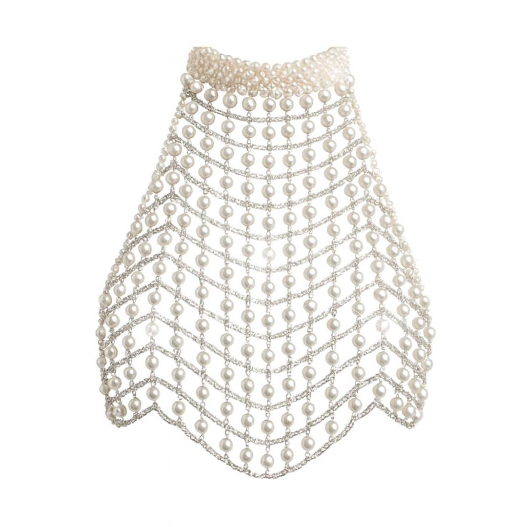 Opalite Pearl White Backless Carnival Crop Top