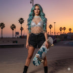 Opalite Pearl White Backless Carnival Crop Top