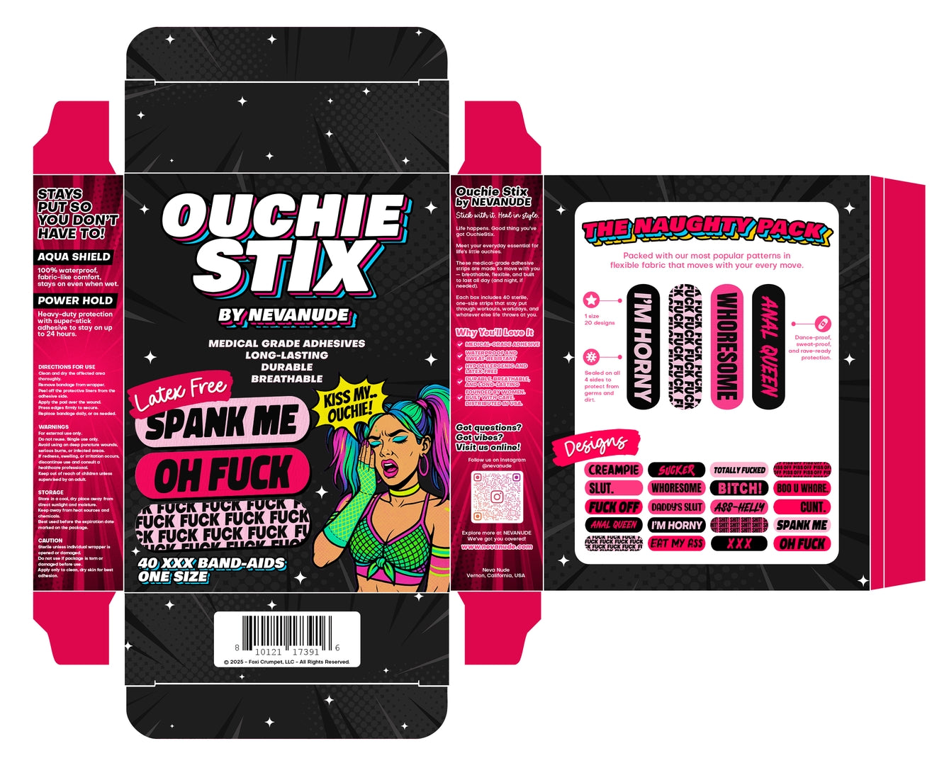 Ouchie Stix by Neva Nude Naughty Naughty XXX Bandages 40-Pack