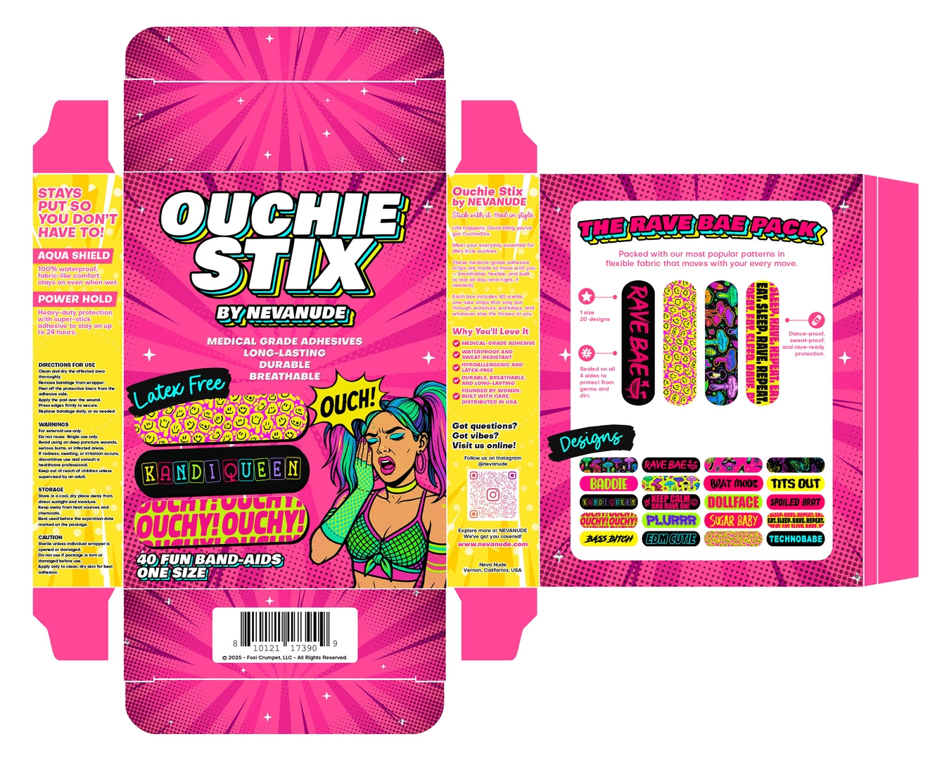 Ouchie Stix by Neva Nude Rave Bae Bandages 40-Pack