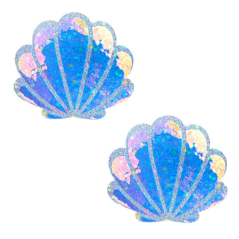 Purple Cotton Candy Iridescent Blacklight Mermaid Shell Nipple Cover Pasties