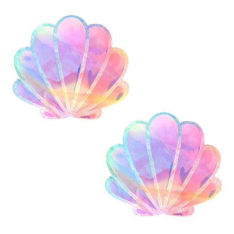 Rainbow Sherbet Tie Dye UV Velvet Mermaid Shell Nipple Cover Pasties