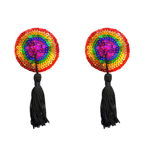LGBTQA+XO Rainbow Tassel Reusable Silicone Nipple Cover Pasties
