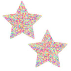 Sprankles Neon Multicolor Pastel Blacklight Glitter Star Nipple Cover Pasties