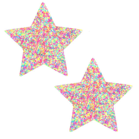 Sprankles Neon Multicolor Pastel Blacklight Glitter Star Nipple Cover Pasties