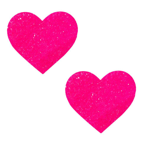 Super Sparkle Watermelly Pink Blacklight Glitter I Heart U Nipple Cover Pasties