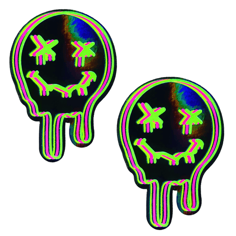 Super Uv Trippy Face Neon Nipple Cover Pasties