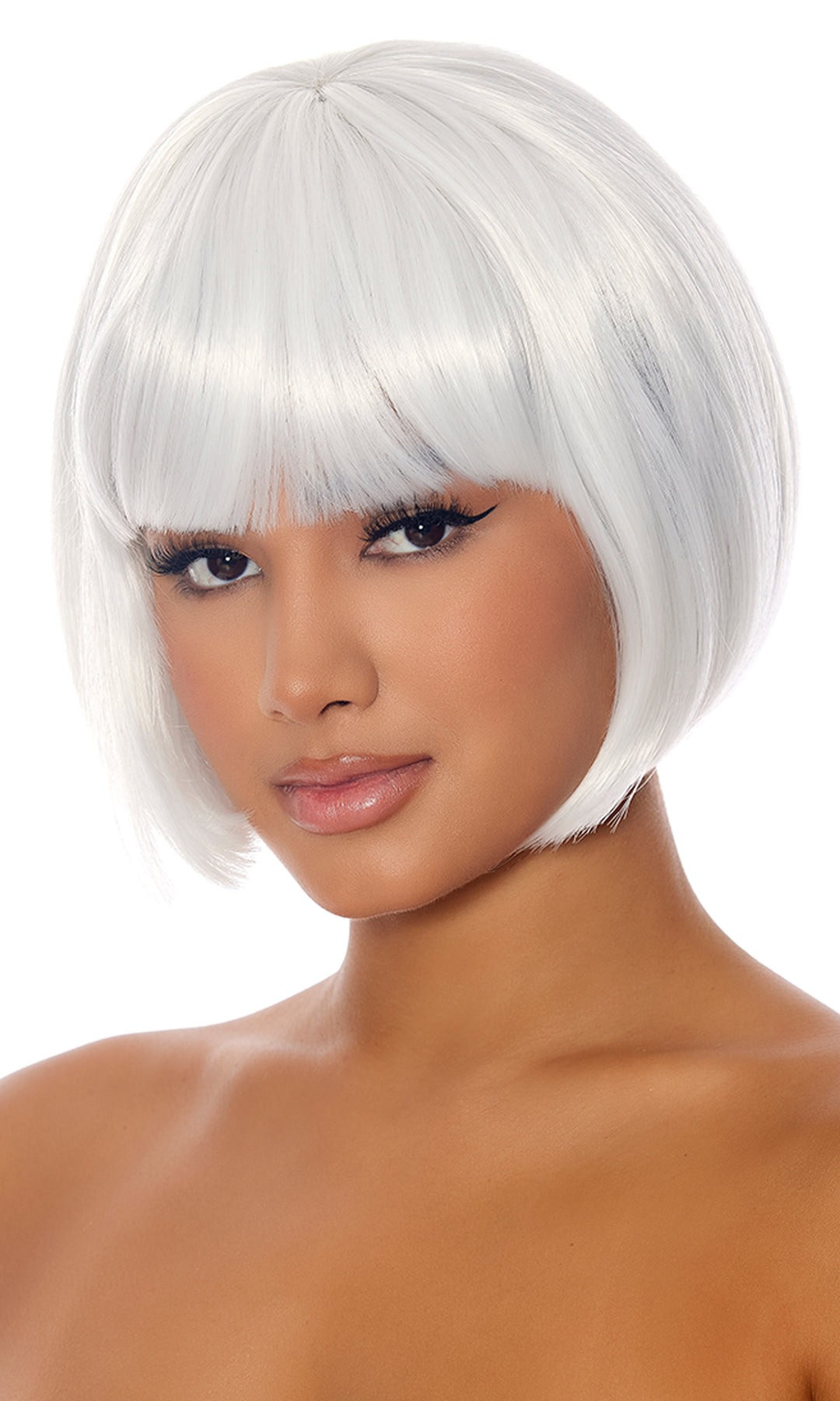 White Bob Wig with Bangs
